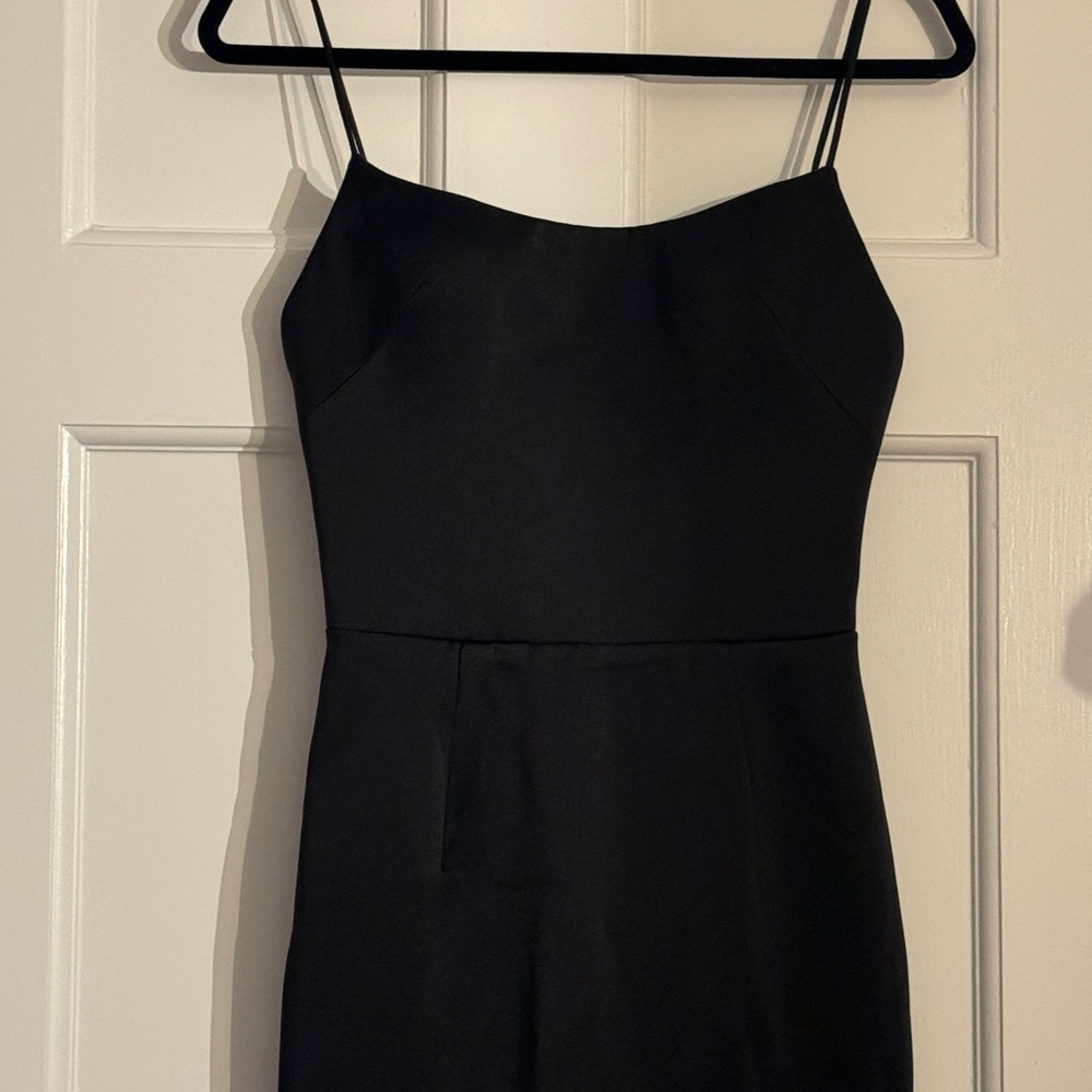 🐈‍⬛RASARIO Split Front Hem Gown - Black Satin - FR36 - NWT* NEVER WORN!🐈‍⬛
